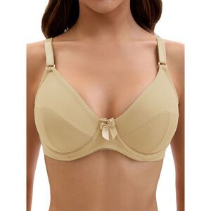 V Neck Adjustable Strap Underwire Push Up Bras Available in Plus Size Beige